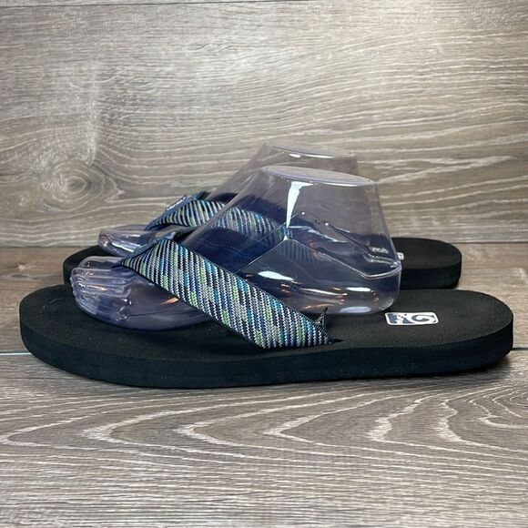 Teva Mush II Men’s Sz 13 Blue Gray Green Black Slip On Thong Flip Flop Sandals - Picture 3 of 11